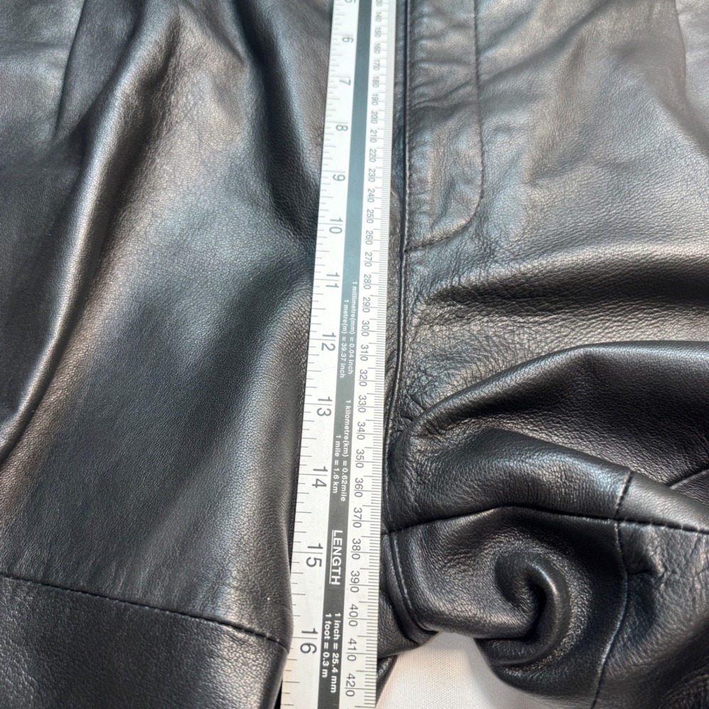 Bagazio Vintage Mens Leather Pants Size 42 Black Pleated Front Trousers Biker - Picture 12 of 12